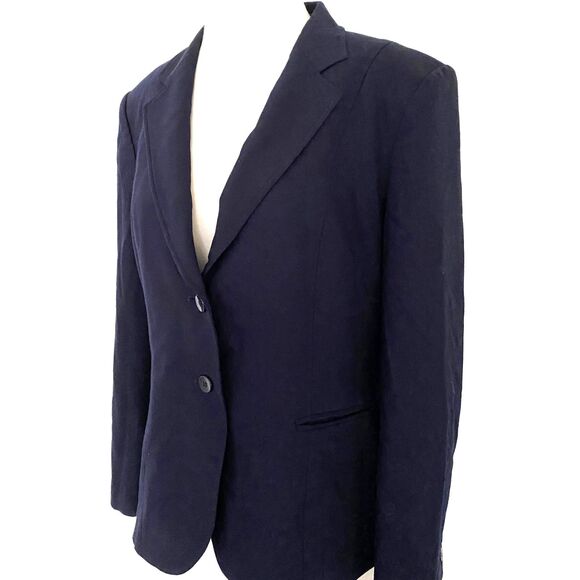 VTG Talbots Navy Wool Long Sleeve Button Front Office Blazer Jacket 10P - Picture 10 of 10